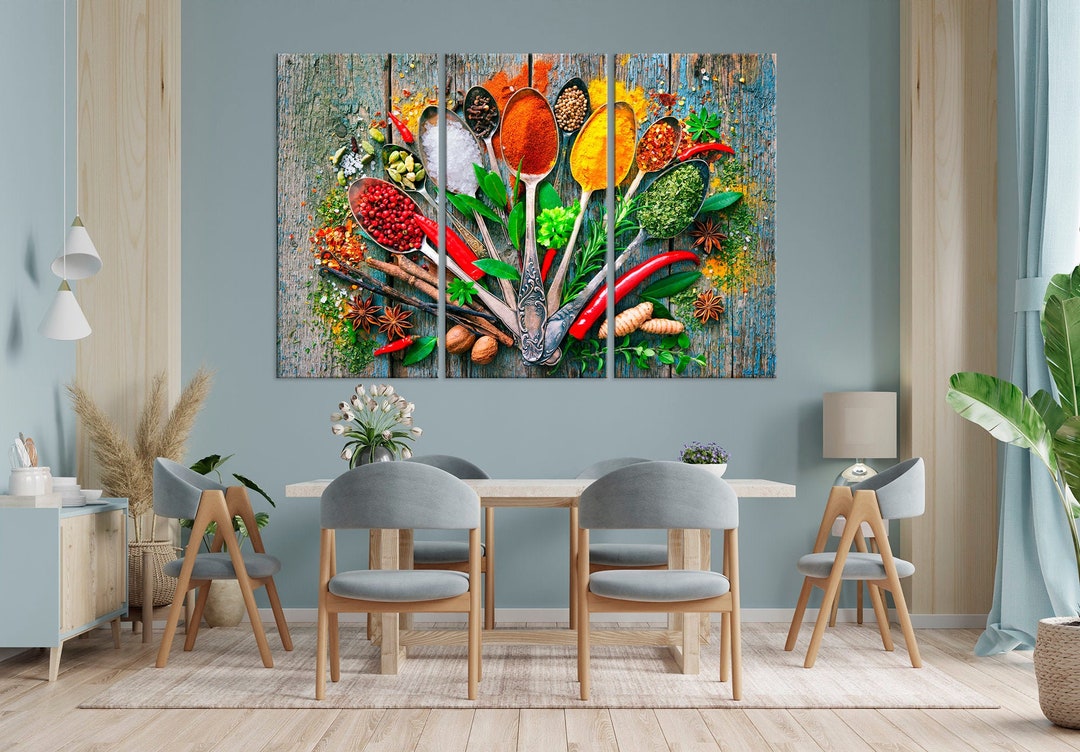 Kitchen Wall Decor Herbs and Spices Canvas Print Dining Room Etsy