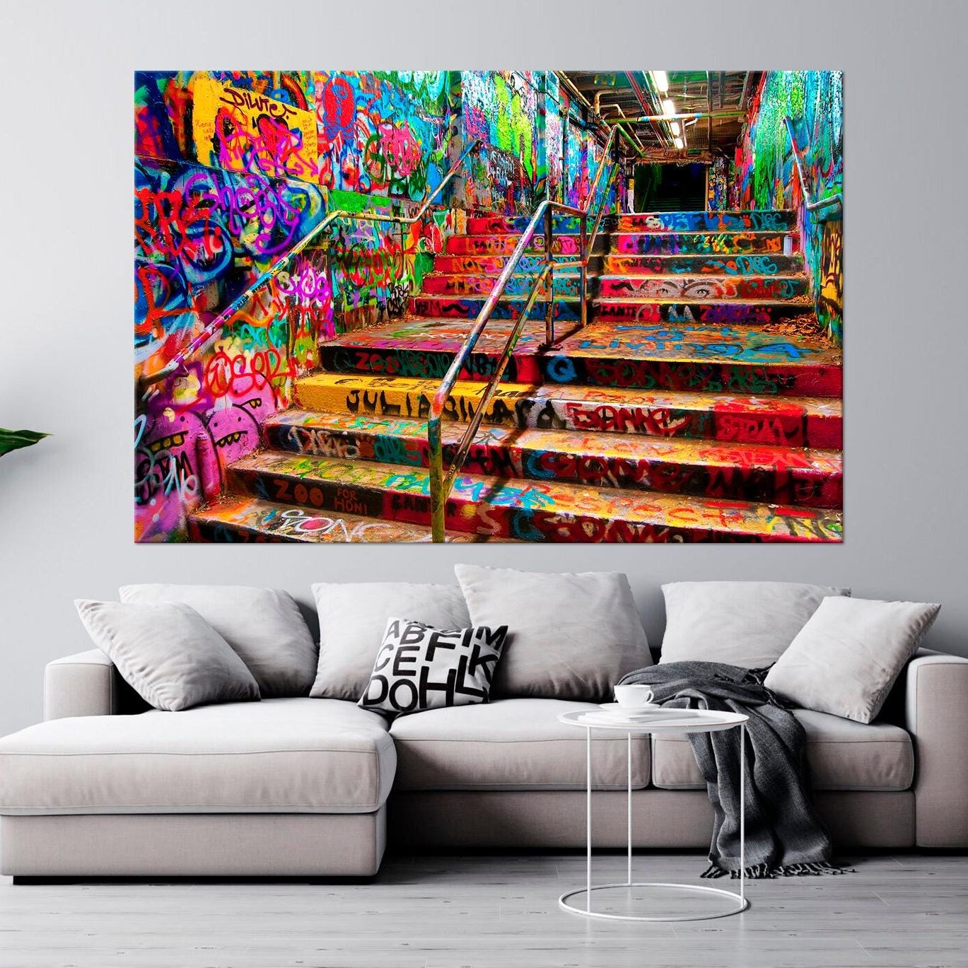Graffiti canvas wall art New York street art print Graffiti wall decor Urban art Modern Street Art Mural Large wall decor Housewarming gift