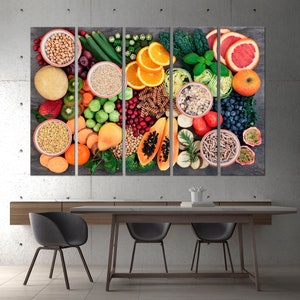 Kitchen Decor Canvas Wall Art Fruit Vegetables Print Super - Etsy