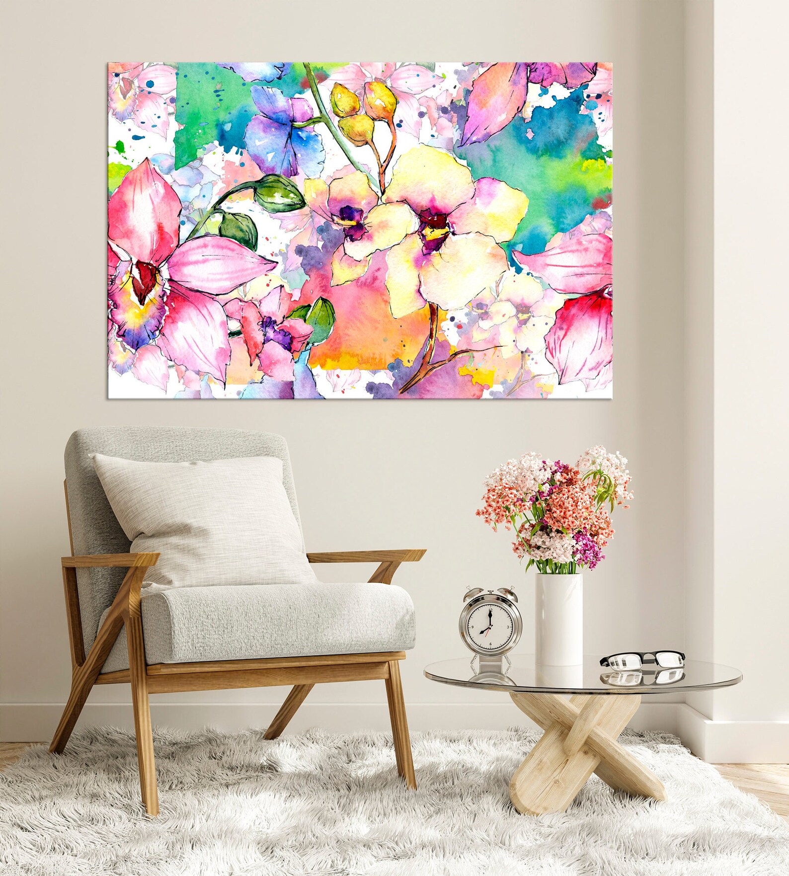 Abstract Flowers Canvas Wall Art Botanical Print Floral Wall Etsy