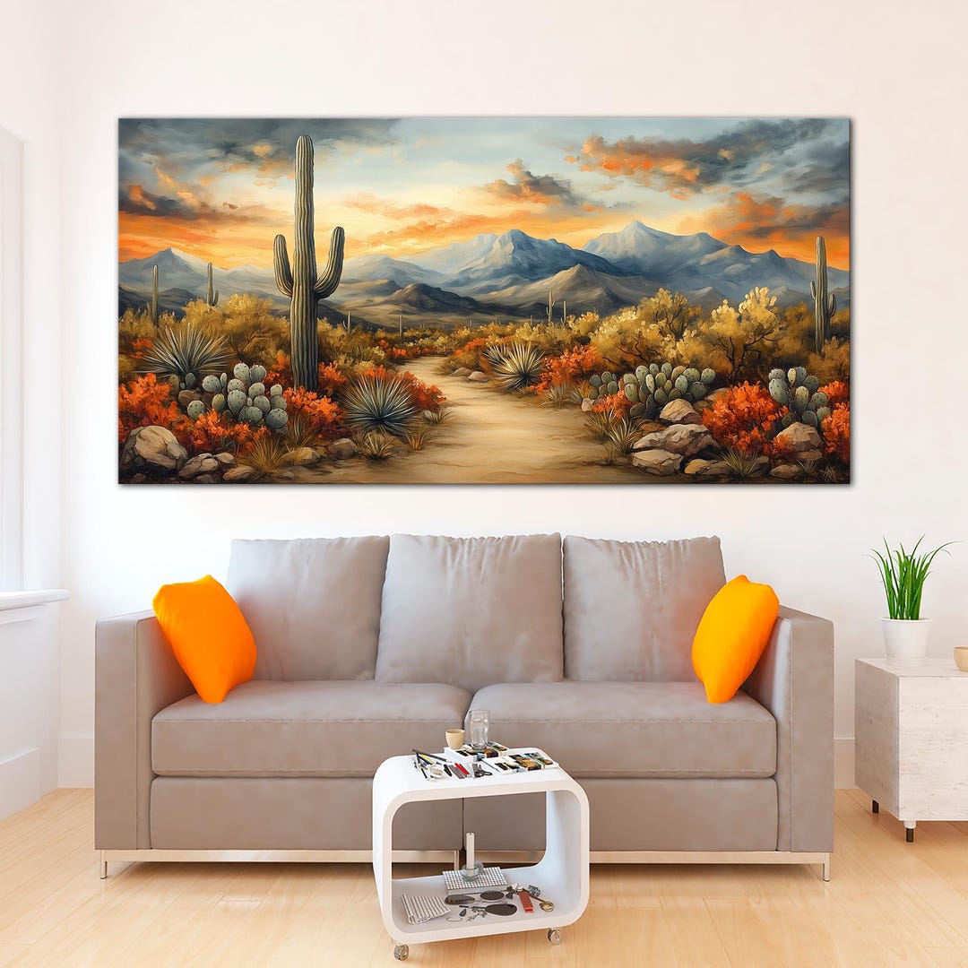 Flowering Cactus Desert Large Canvas Wall Art Print Western Decor ...