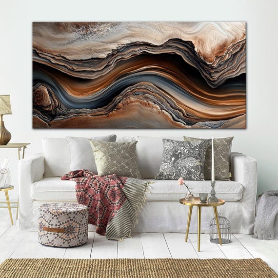 Large Wood Canvas Wall Art Print: Dark Cottage Core Rustic Minimalist Decor