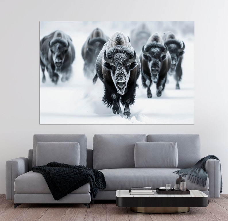 Bison Canvas Wall Art American Buffalo Print Modern Farmhouse Decor ...