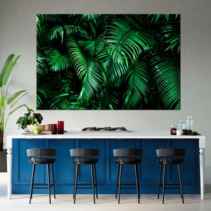 Palm leaves canvas wall art Tropical print Palm leaves print Modern art Beach house wall decor Palm leaves large wall art Living room decor