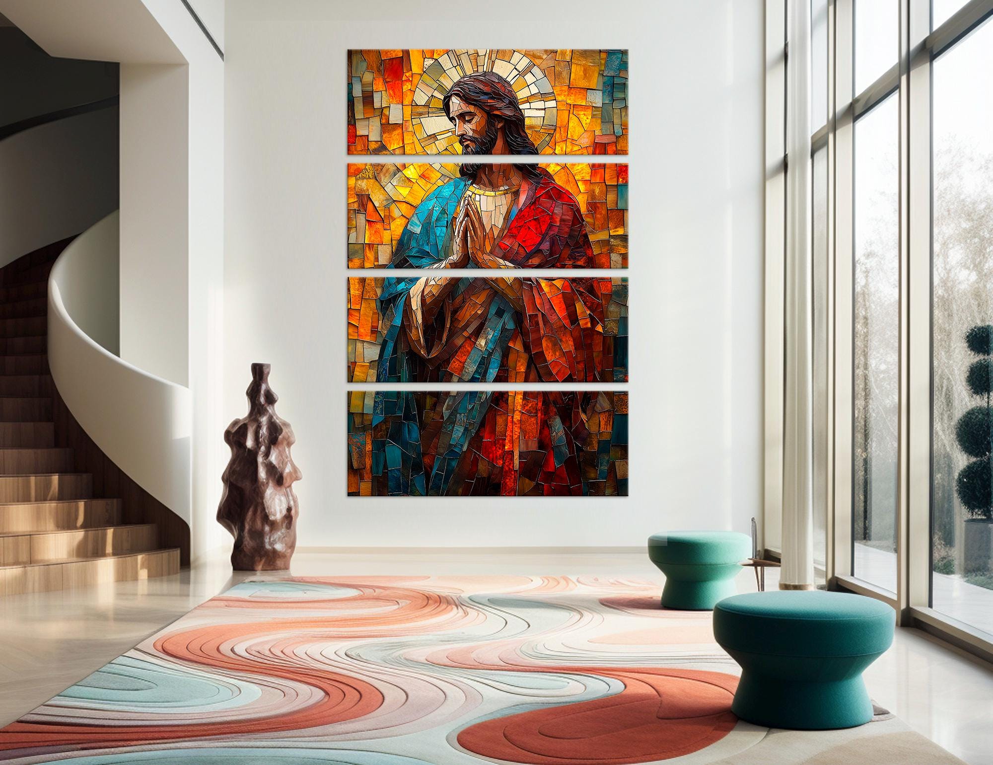 Jesus Canvas Print Christian Wall Art Church Decor Catholic Art Mosaic ...