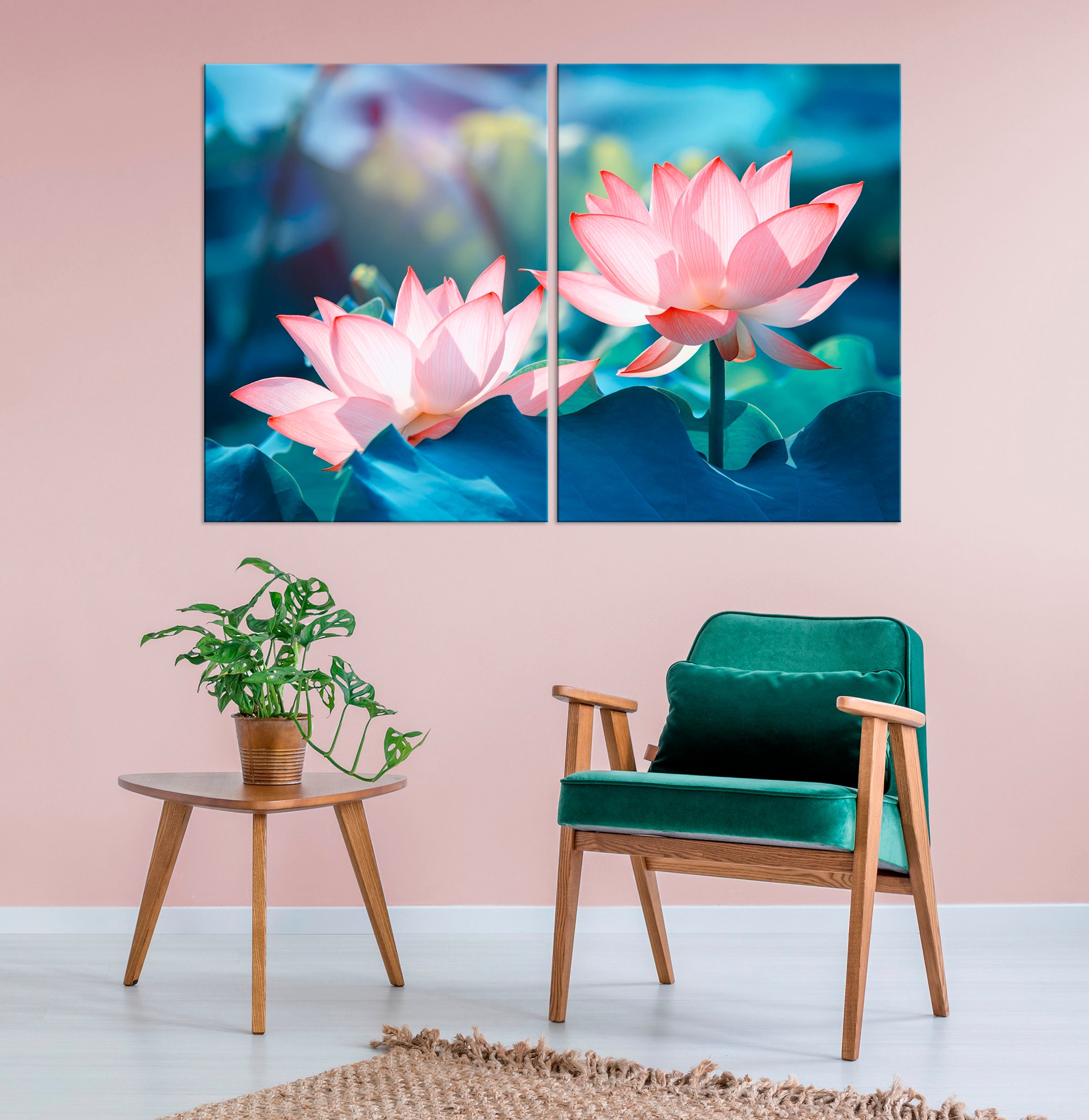 Lotus Flower Wall Art Lotus Canvas Print Botanical Wall Art Etsy