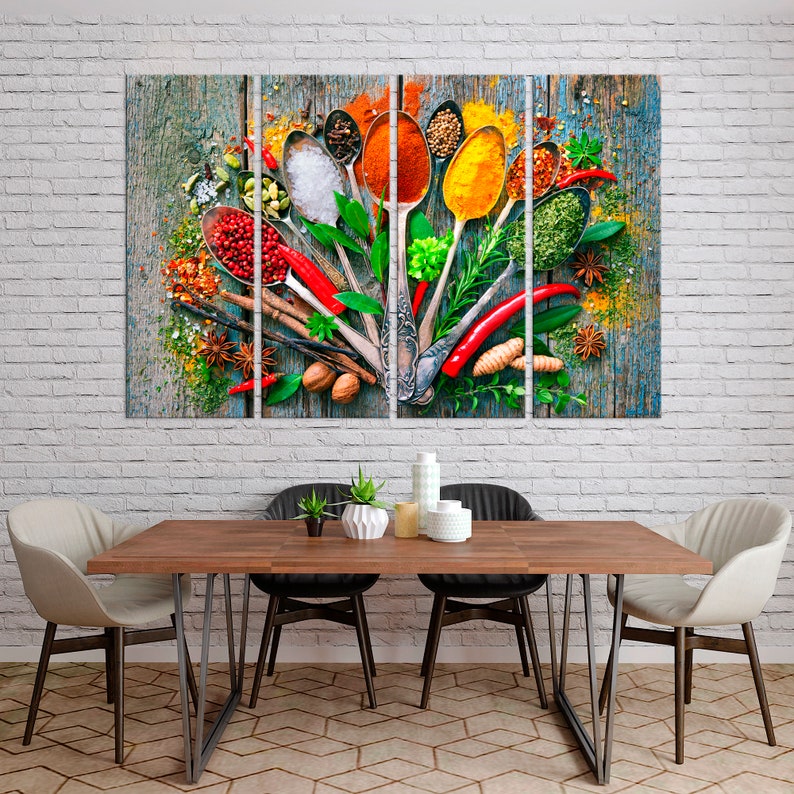 Kitchen Wall Decor Herbs and Spices Canvas Print Dining Room Etsy