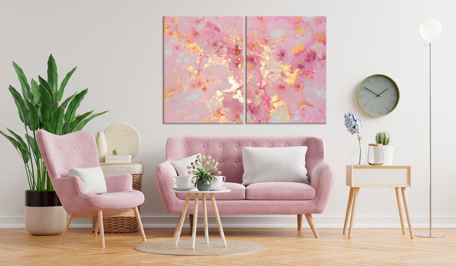 Abstract Wall Art Pink Gold Canvas Print Luxury Wall Art Multi Etsy