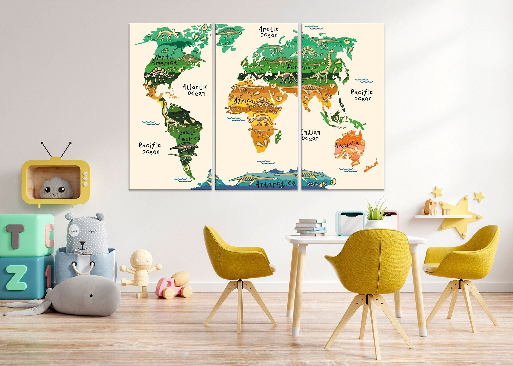 Tableaux décoratifs - Tableau décoratif World Map - Décoration murale pour  bureau Maroc