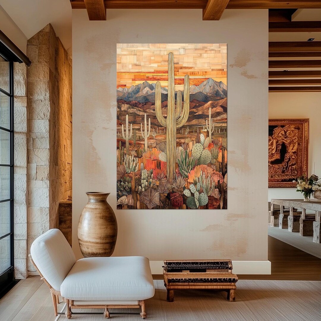 Cactus Canvas PRINT Southwestern Wall Art Arizona Desert Mountaine ...