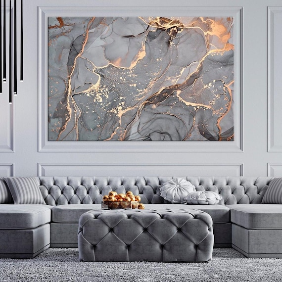 Abstract Canvas Art Marble Print Living Room Decor Contemporary