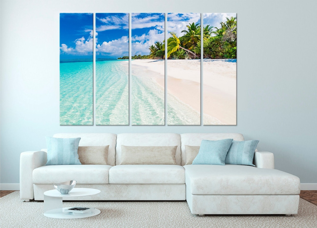 Beach Canvas Print Maldives Wall Art Ocean Decor Palm Trees - Etsy