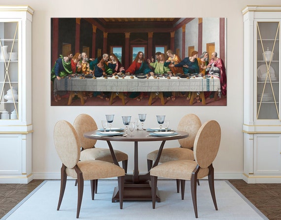Last Supper canvas wall art Da Vinci Painting Reproduction print Christian Art Dining room decor Last Supper Painting Christian Wall Decor