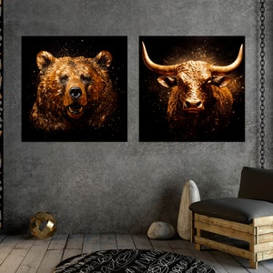 Bull Bear Canvas Wall Art: Stock Market Print, Office Decor, Finance Art immagine 5