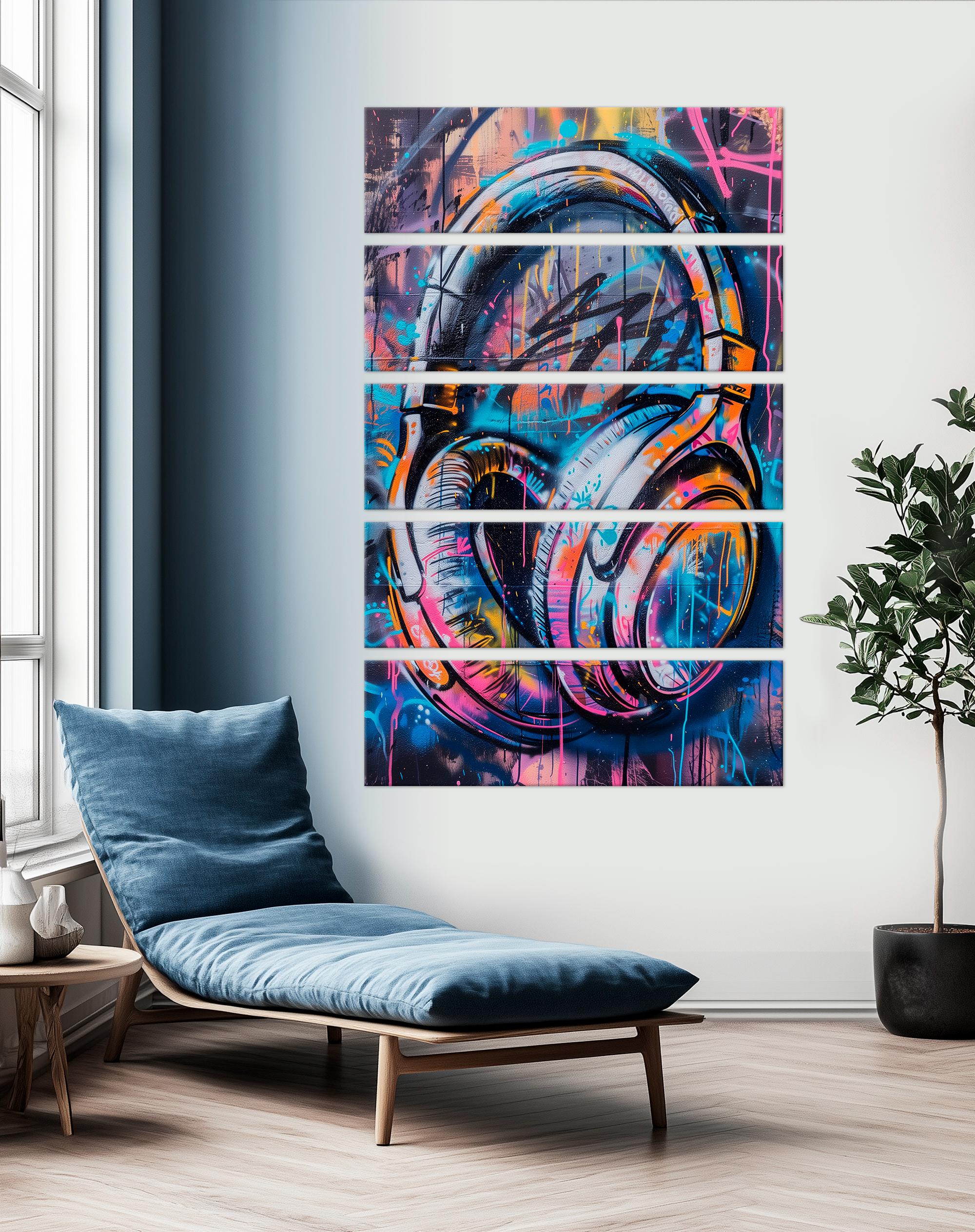 Music Graffiti Canvas Wall Art Headphones Print Music Painting