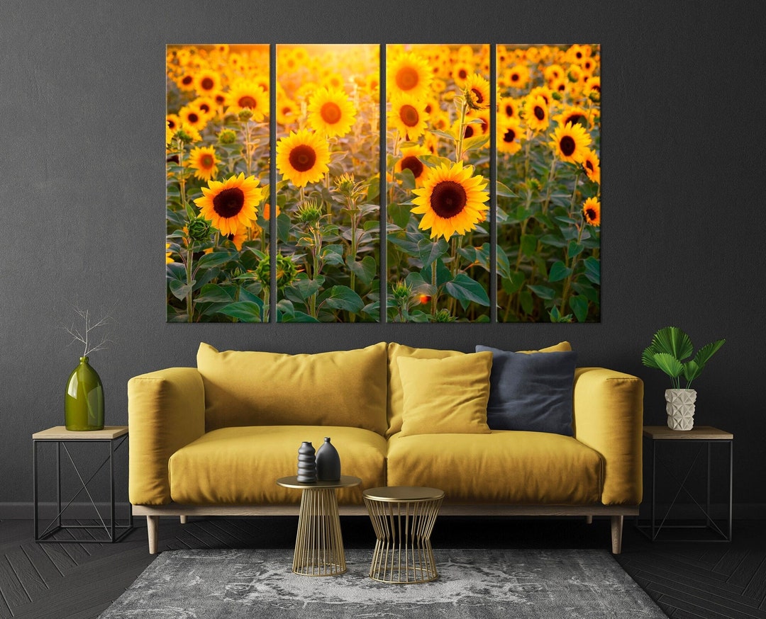 Sunflower Canvas Print Floral Wall Art Yellow Flowers Wall Decor ...