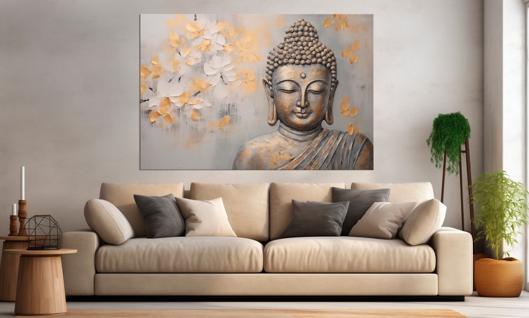 Golden Buddha Canvas Wall Art Yoga Studio Decor Mantra Print Religion ...