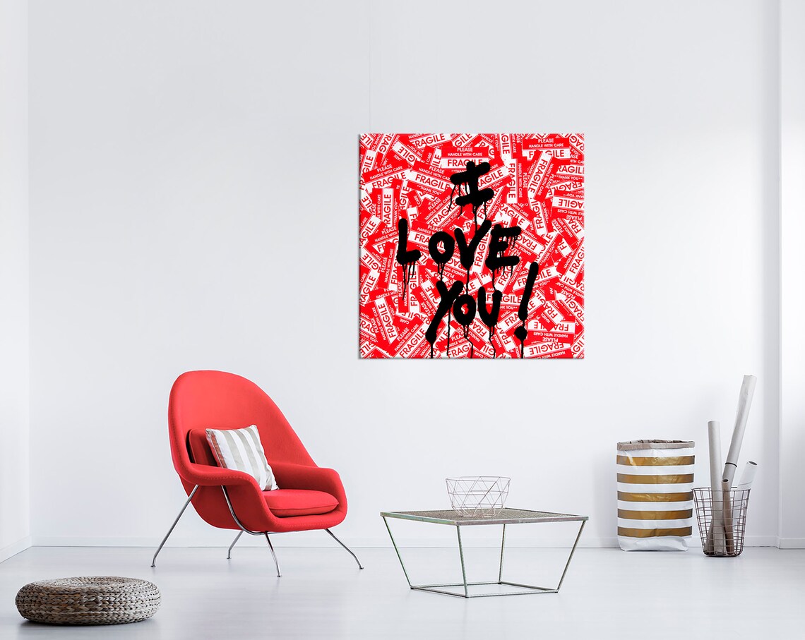 I love you Graffiti canvas wall art Street art print Urban art Etsy