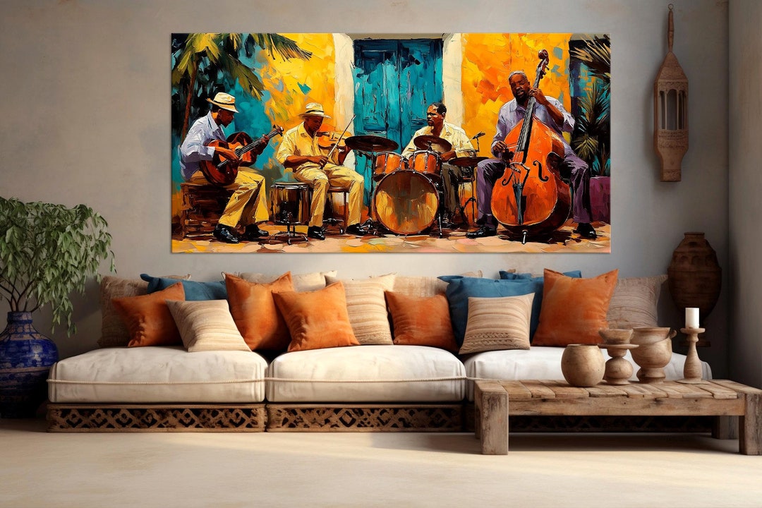 Music Canvas Wall Art Jazz Oil Painting Print Music Gift