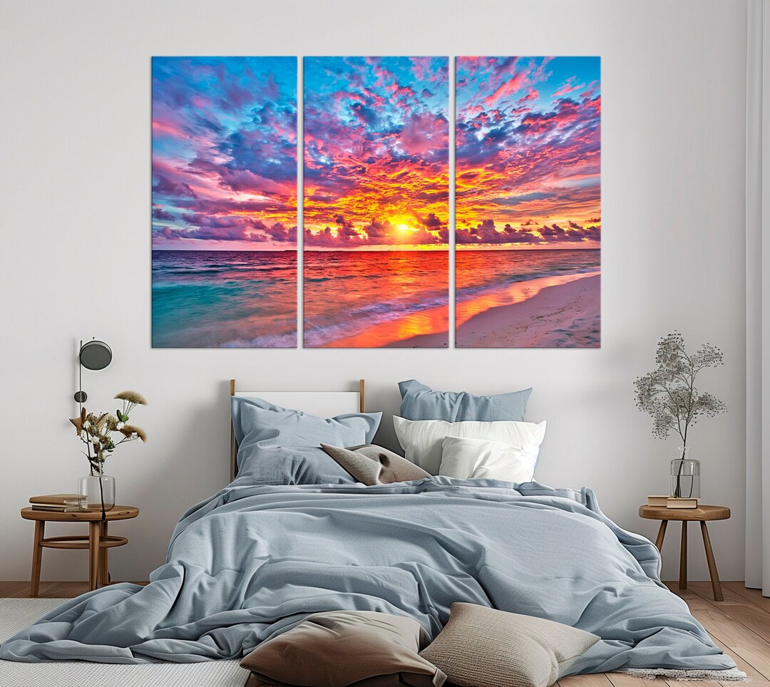 Beach Canvas Wall Art Maldives Painting Print Sunset Canvas Print ...