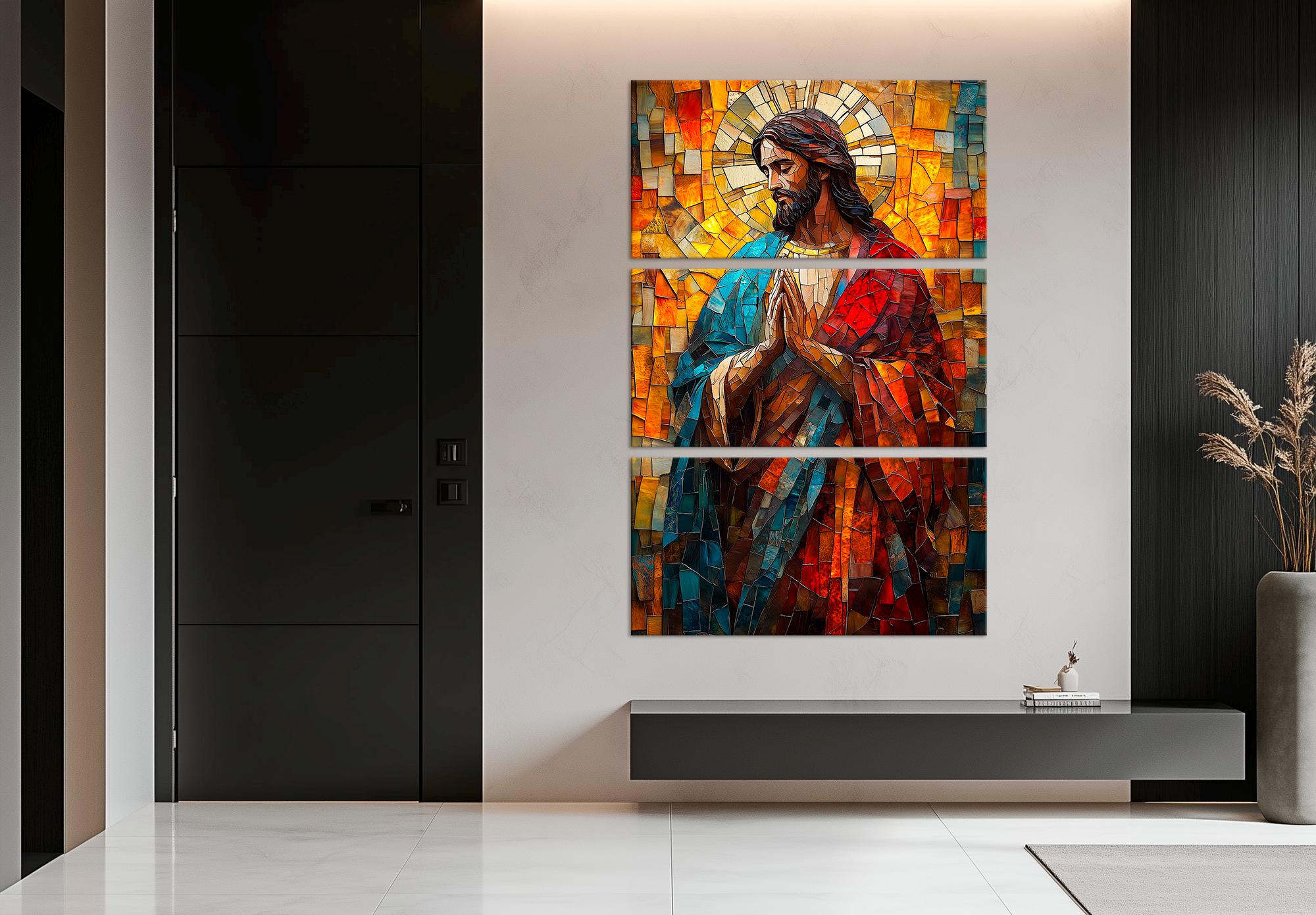 Jesus Canvas Print Christian Wall Art Church Decor Catholic Art Mosaic ...