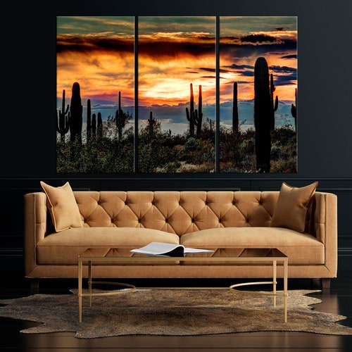 Arizona Desert Wall Art Saguaro Sunset Print Large Arizona - Etsy