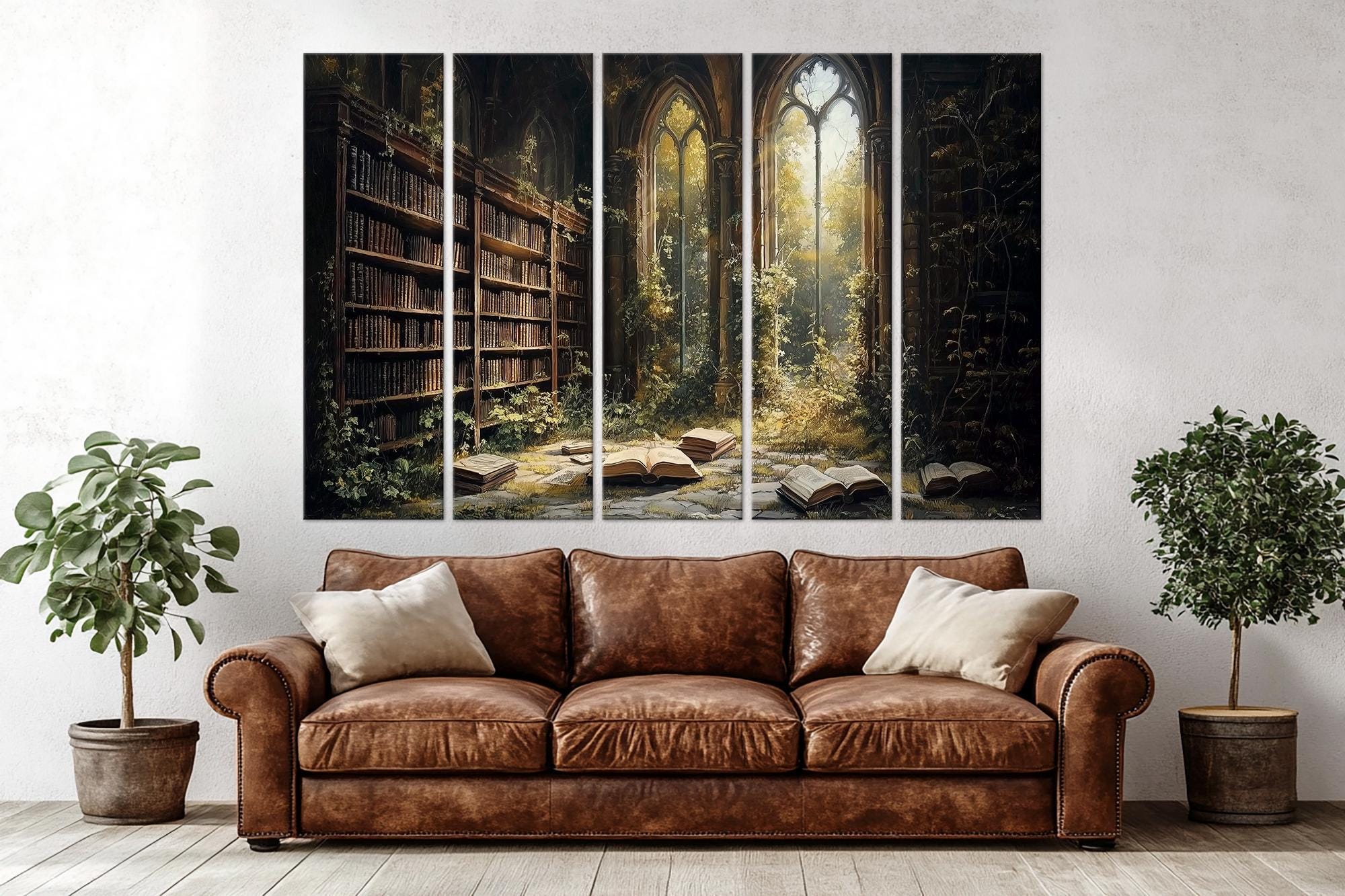 Fantasy Library Canvas Wall Art Library Painting Print Book Lover Gift ...