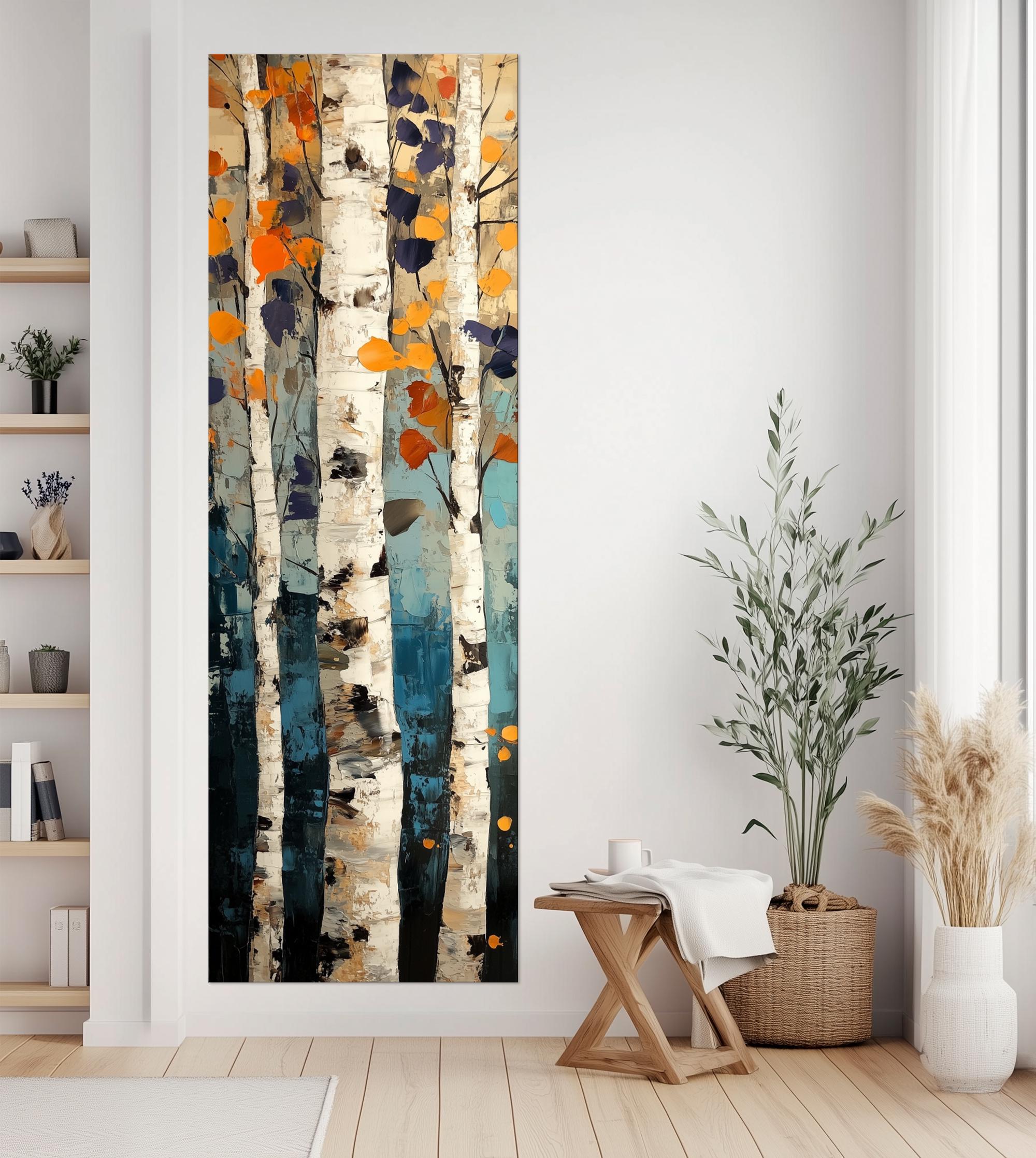 Birch Tree Canvas Wall Art: Autumn Aspen Forest Print Tall Narrow Decor ...
