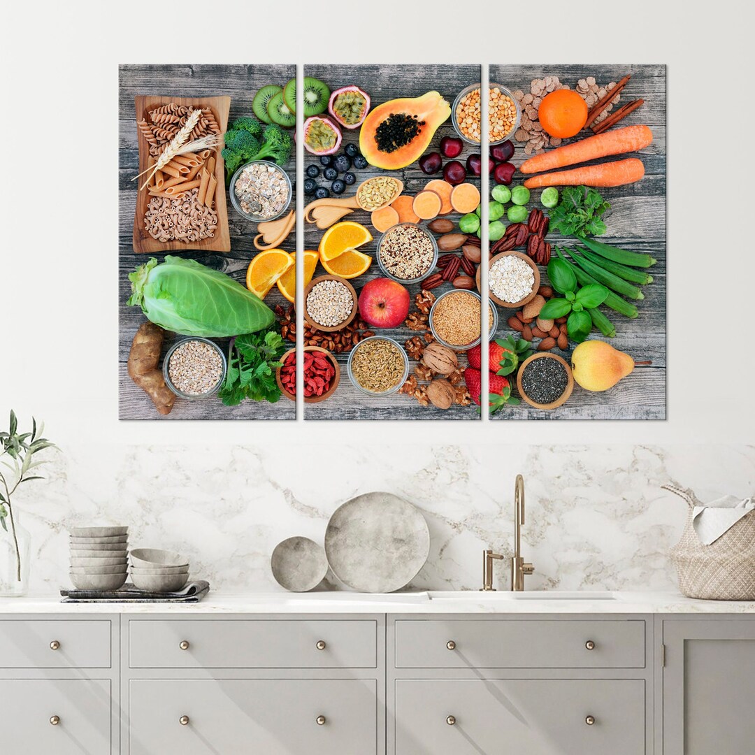 Kitchen Wall Decor Fruit and Vegetables Canvas Wall Art Food Print