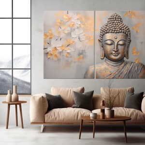 Golden Buddha Canvas Wall Art Yoga Studio Decor Mantra Print Religion ...