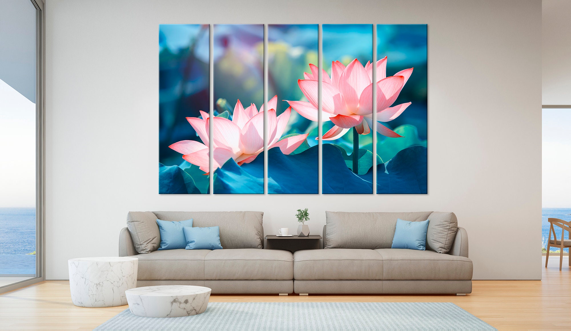 Lotus Flower Wall Art Lotus Canvas Print Botanical Wall Art | Etsy