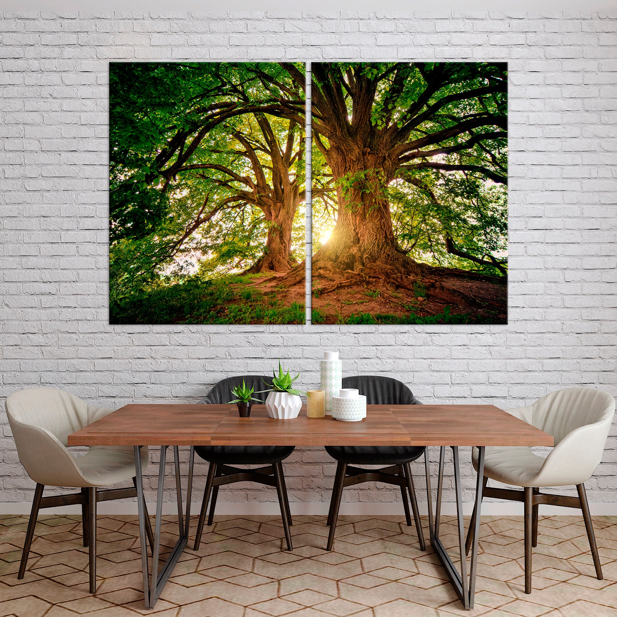 Tree prints Tree Canvas Wall Art Forest painting Landscape Etsy