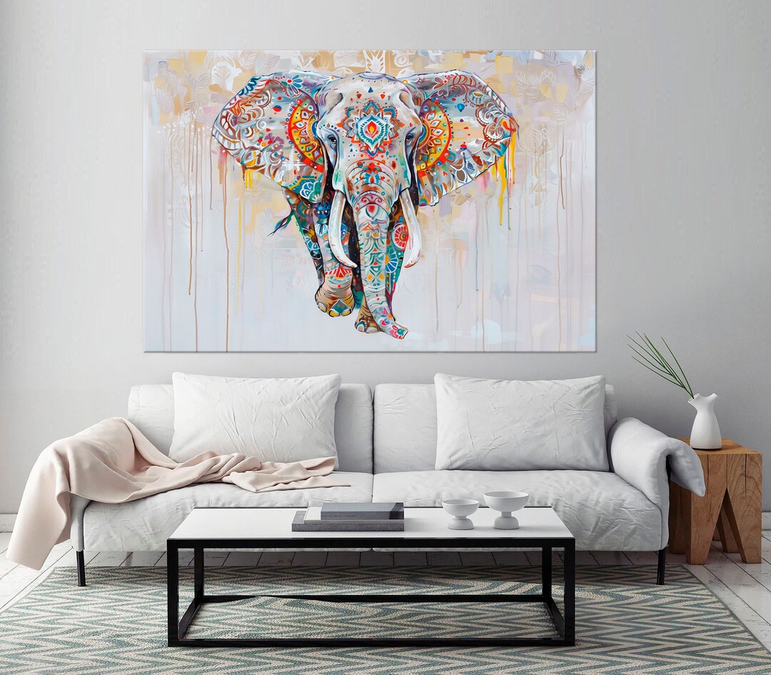 Elephant Painting Print Abstract Indian Wall Art Modern Art Elephant ...