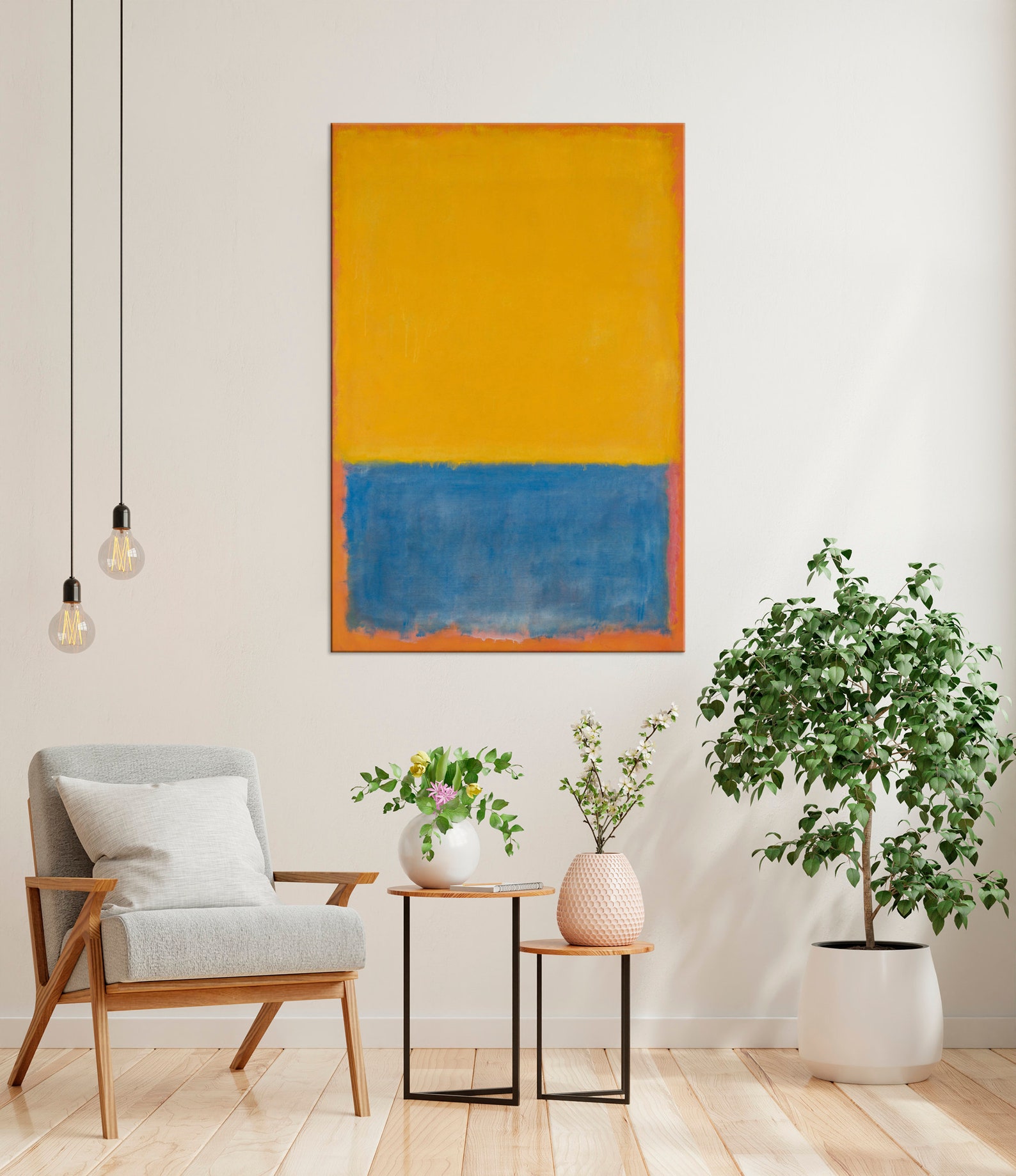 Yellow blue Abstract canvas wall art Abstract painting Etsy