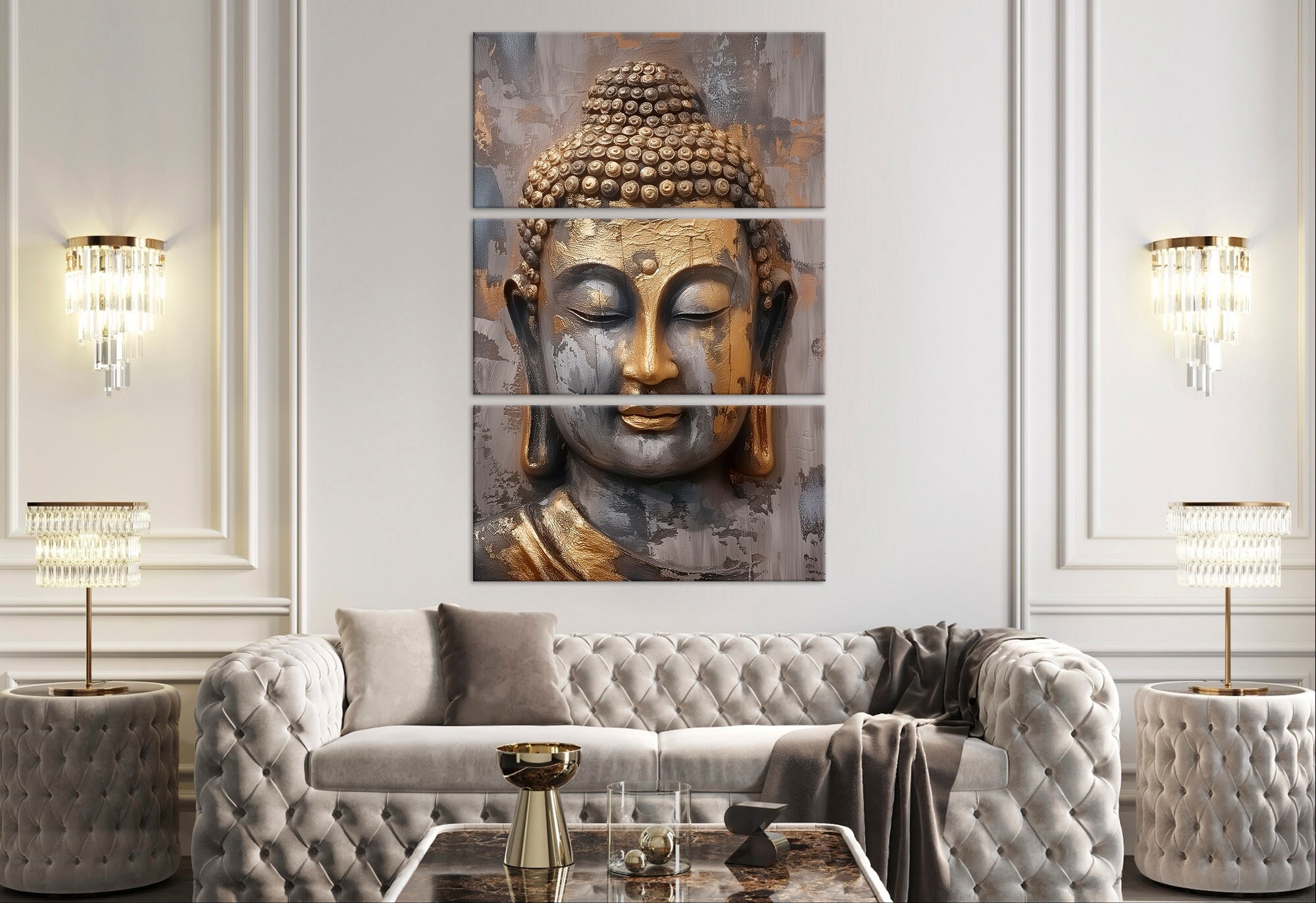 Buddha Canvas Wall Art Buddha Painting Print Meditation Decor Religious ...
