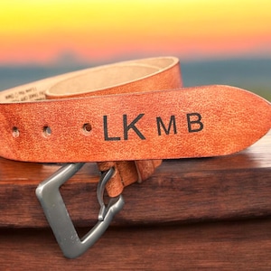 Custom Engraved Men&#39;s belt | Full Grain Leather Belt | 3 mm Thick Leather Belt for Men | Gift For Him | Christmas Birthday Anniversary Gift