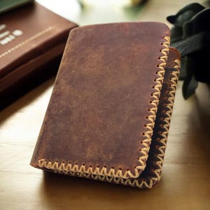 Cartera de piel de grano completo personalizada / Cartera personalizada de piel de grano completo de primera calidad cosida a mano, regalo de Navidad, cumpleaños y aniversario