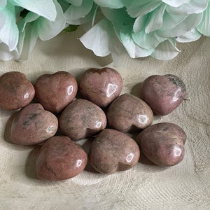 Rhodonite Hearts / Healing Crystals / Polish Gemstones / Home Decor