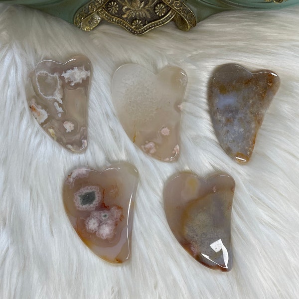Flower Agate Gua Sha / Healing Crystal / Self Care / Polish Gemstones / Natural Stones