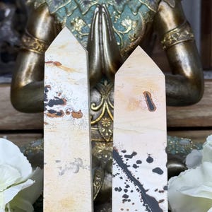 Picture Jasper Tower: Polished Obelisk, Healing Crystal Decor