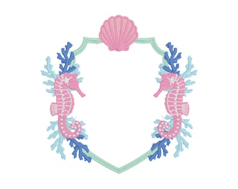 Coastal Crest Sea Life Embroidery Design (Digital Download)