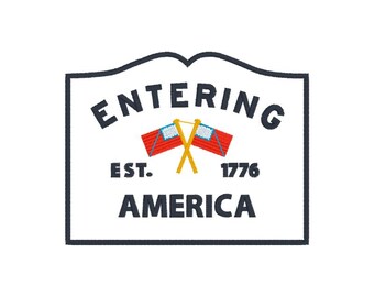 Disegno per ricamo "Entering America" - 10 x 8,5 cm (file digitale)