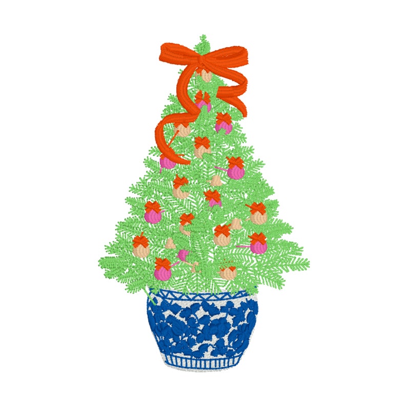 Albero di Natale Chinoiserie Chic - File di disegno per ricamo a macchina - PES - DST - JEF - Hus - Exp - Vp3 - Vip immagine 1