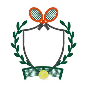 Tennis Crest Embroidery Design - Digital Machine Embroidery Design - Preppy Embroidery Design - PES - DST - JEF