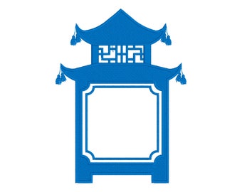 Preppy Pagoda Lantern Frame Embroidery Design