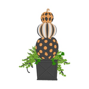 Pumpkin Topiary Embroidery Design - Embroidery Design File - Fall Embroidery Design - PES - DST - JEF - Hus - Exp - Emb - Vip - Vp3