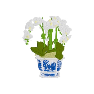 Chinoiserie Orchid - Machine Embroidery Design File - PES - DST - JEF - Hus