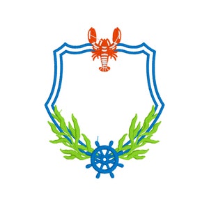 Maineiac Lobster Crest Design de broderie - Conception de broderie machine numérique - Conception de broderie Preppy - PES - DST - JEF - Hus - Emb