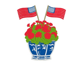 Patriotic Blue and White Porcelain - Machine Embroidery Design File - PES - DST - JEF - Hus - Exp - Emb - Vp3
