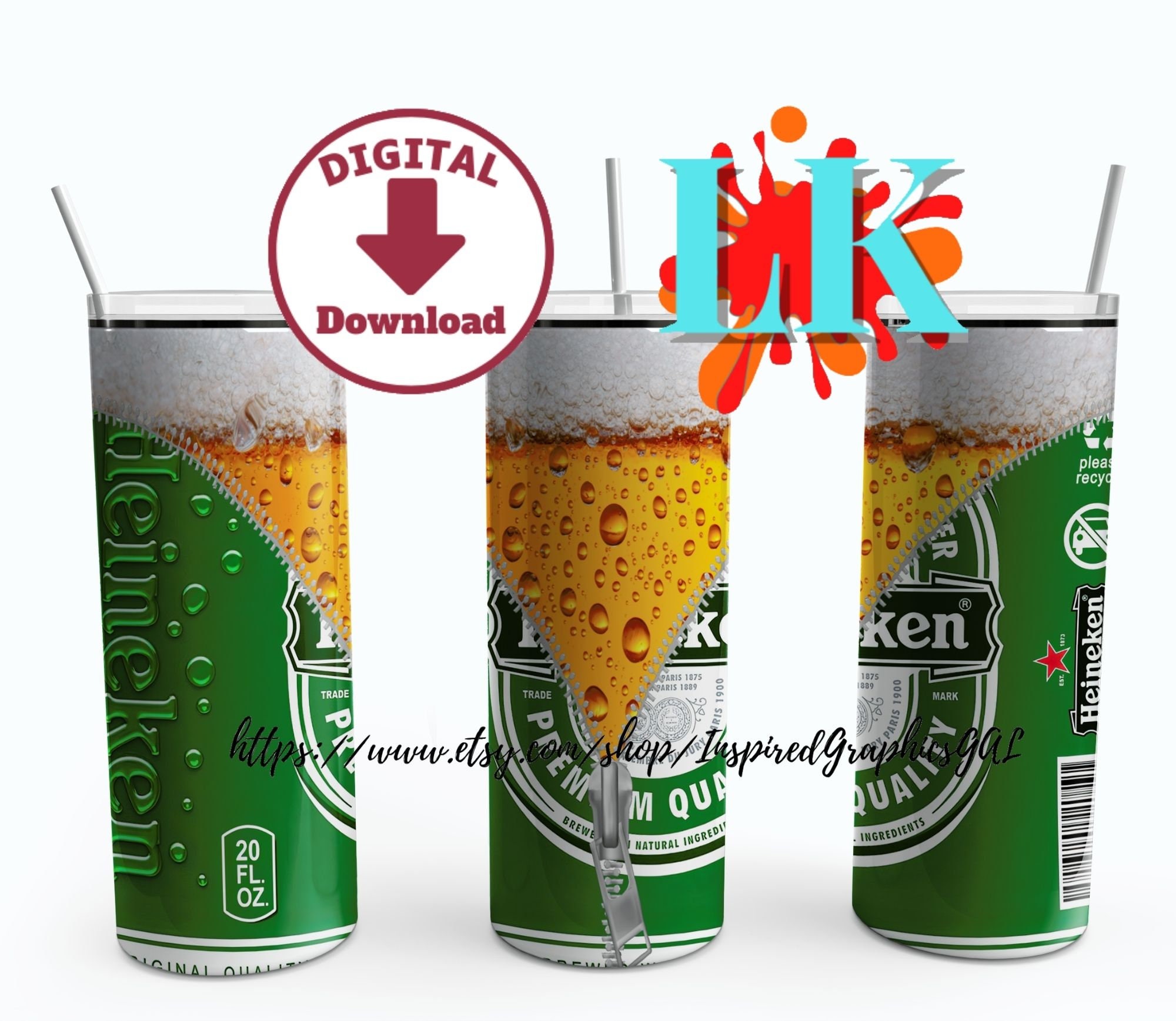 20oz Zipper Beer Tumbler Wrap Designs Skinny Straight DIY Etsy